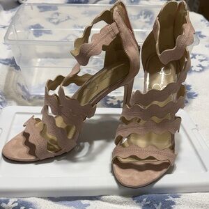 JS Elegant Pink Ruffle Heels